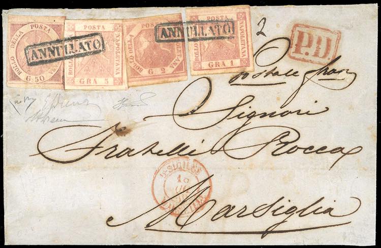 1859 - 50 grana rosa brunastro, 1 ... 