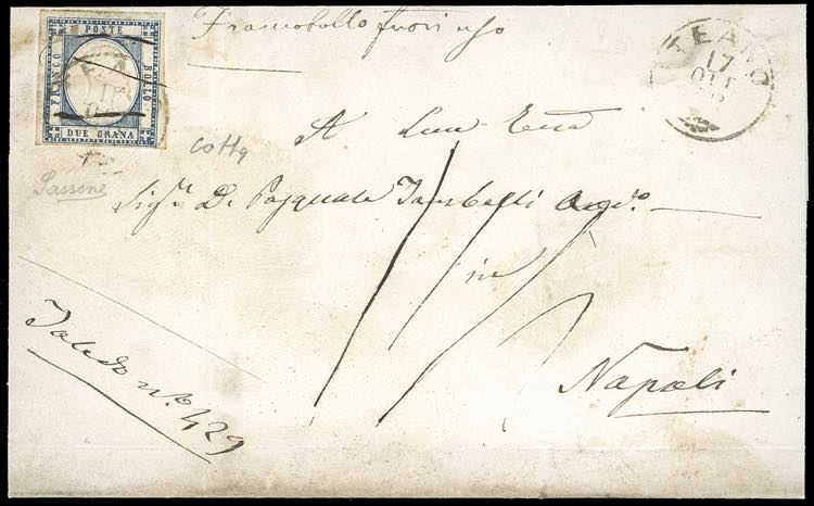 1861 - 2 grana indaco chiaro ... 