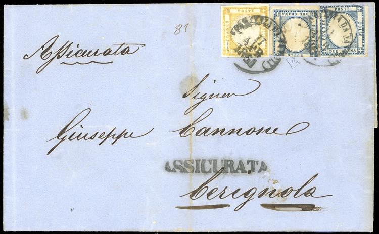 1861 - 10 grana giallo ocra, falso ... 