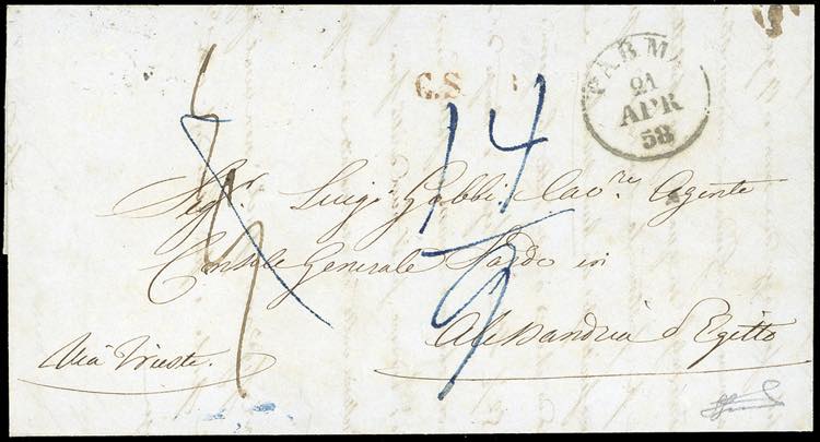 1858 - Lettera non affrancata da ... 