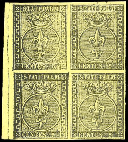 1852 - 5 cent. giallo arancio (1), ... 