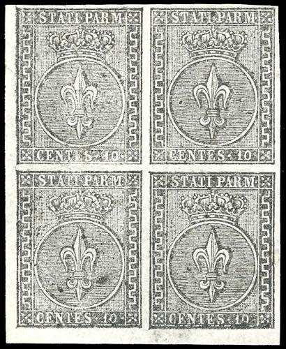 1852 - 10 cent. bianco (2), blocco ... 