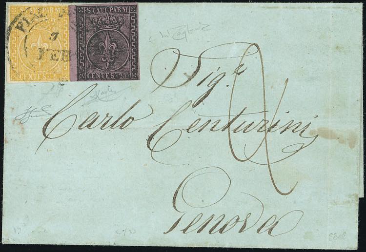 1858 - 25 cent. violetto e 5 cent. ... 