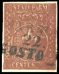 1855 - 25 cent. bruno rosso, ... 