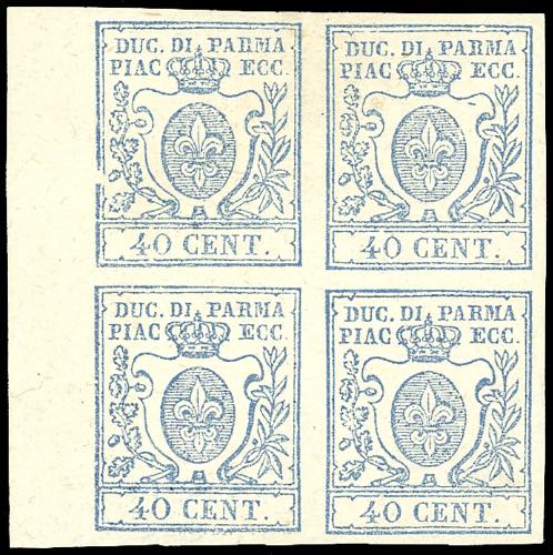 1857 - 40 cent. azzurro (11), ... 