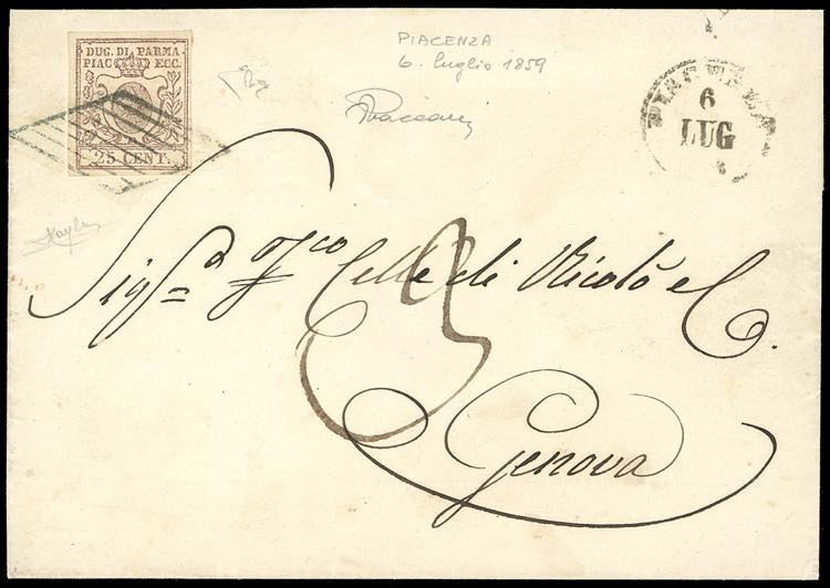 1859 - Lettera da Piacenza per ... 
