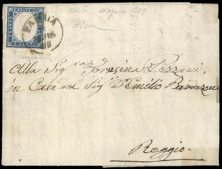 1859 - 20 cent. azzurro scuro IV ... 