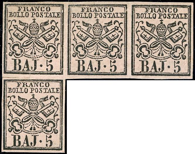 1852 - 5 baj rosa chiaro (6), ... 