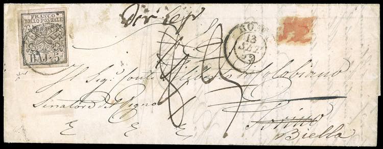 1852 - 5 baj rosa chiaro (6), ... 