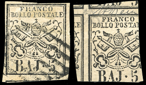 1852 - 5 baj rosa chiaro, stampa ... 