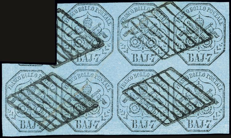 1852 - 7 baj azzurro (8), blocco ... 