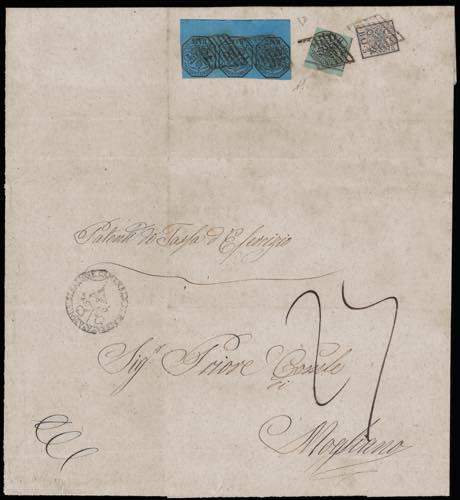 1855 - 7 baj azzurro, striscia ... 