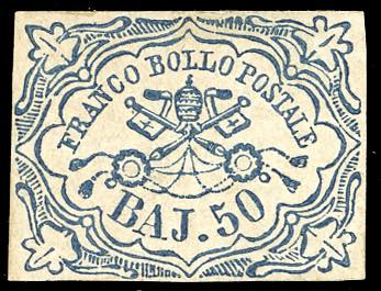 1852 - 50 baj azzurro scuro (10a), ... 