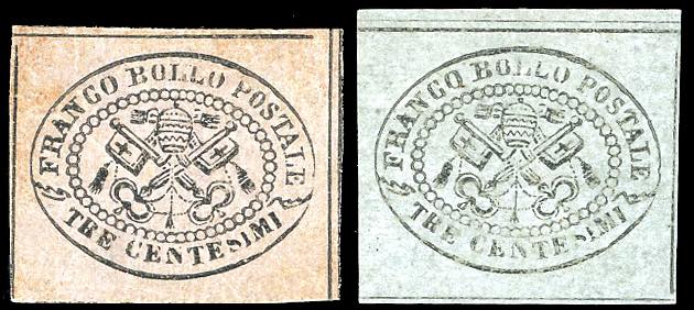 1867 - 3 cent. grigio rosa e  3 ... 