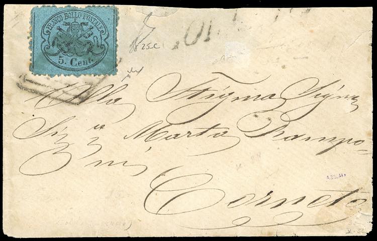 1868 - 5 cent. celeste (25c), ... 