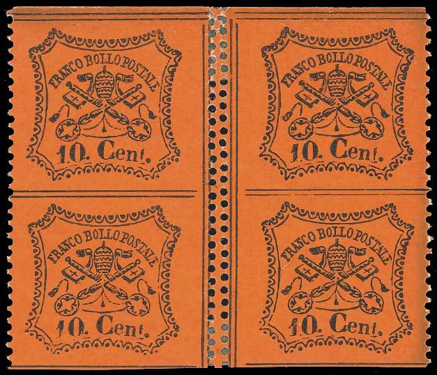 1867 - 10 cent. vermiglio arancio, ... 