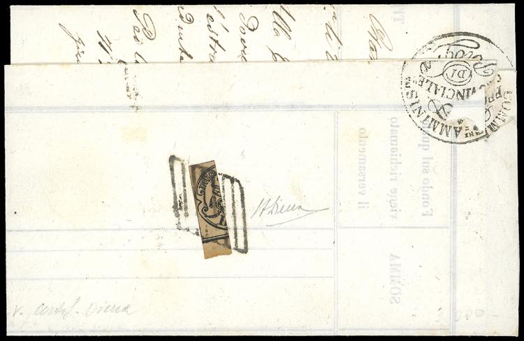 1859 - Lettera da Bologna a Budrio ... 