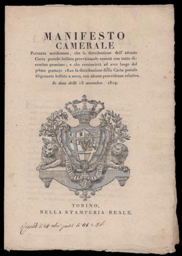 1819 - Manifesto camerale del ... 