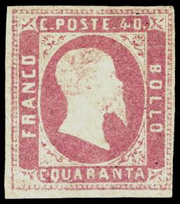 1851 - 40 cent. rosa (3), nuovo, ... 