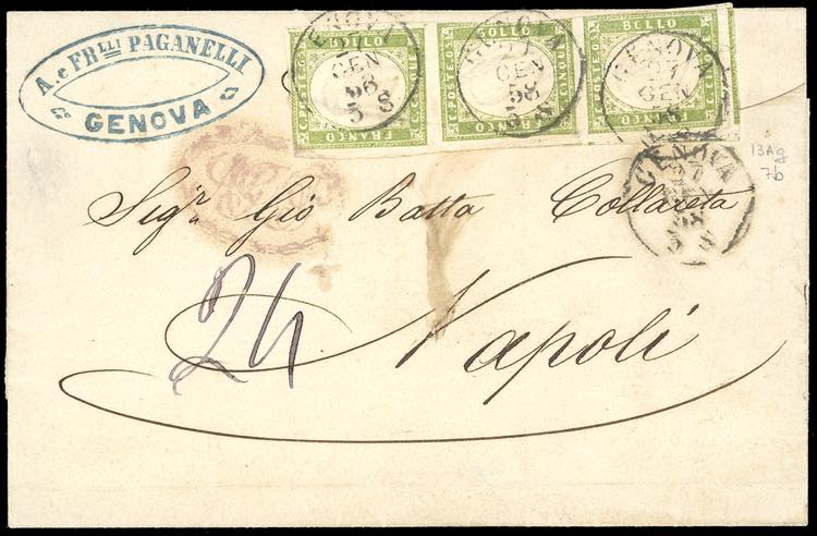 1858 - 5 cent. verde giallo ... 