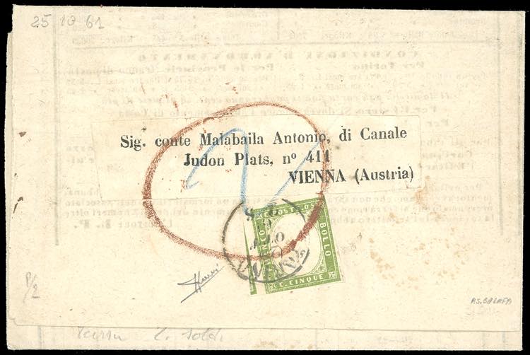 1861- Circolare a stampa, da ... 