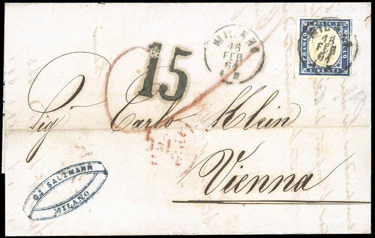 1861 - 20 cent. azzurro grigio ... 