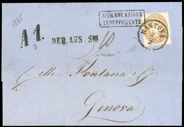 1865 - 15 soldi bruno, dent. 9 1/2 ... 