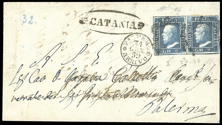 1859 - 2 grana cobalto, I tavola, ... 