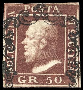 1859 - 50 grana lacca bruno (14), ... 