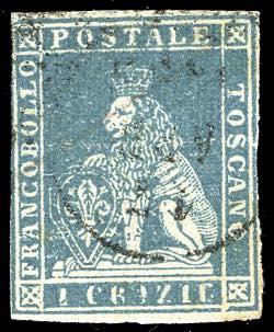 1851 - 2 crazie azzurro chiaro su ... 