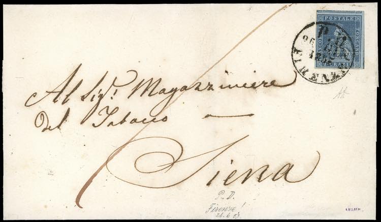 1853 - 2 crazie azzurro grigio su ... 