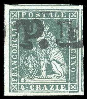 1851 - 4 crazie verde su grigio ... 