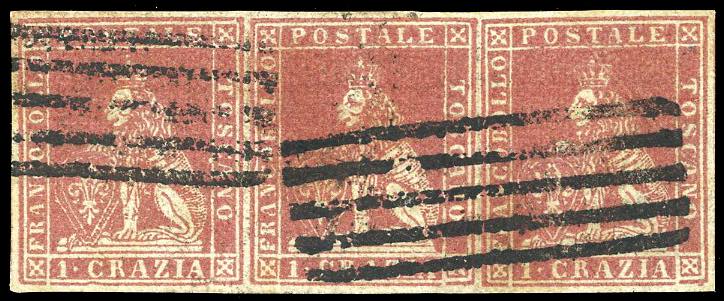 1851 - 1 crazia carminio chiaro su ... 