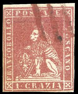 1851 - 1 crazie carminio chiaro su ... 