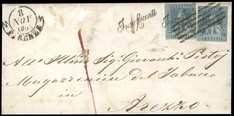 1853 - 2 crazie azzurro grigio ... 