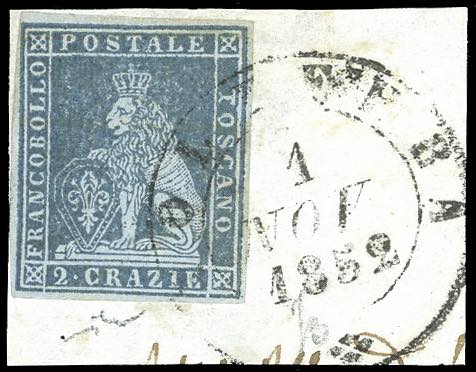 1851 - 2 crazie azzurro grigio su ... 