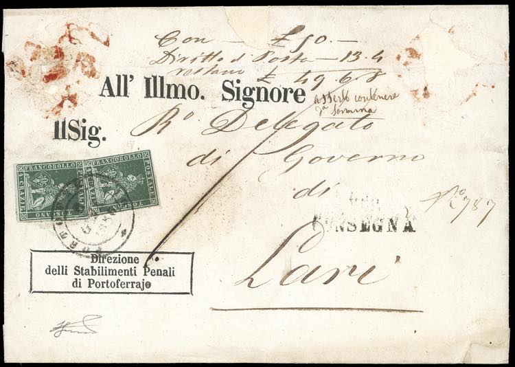 1856 - 4 crazie verde su grigio ... 