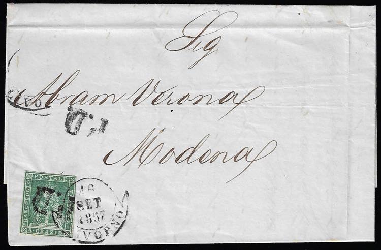 1857 - 4 crazie verde su grigio ... 