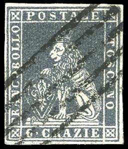 1851 - 6 crazie ardesia su grigio ... 