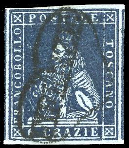 1851 - 6 crazie azzurro violaceo ... 