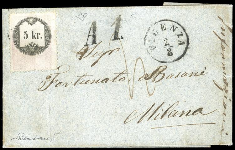 1865 - 5 kr. marca per lettere di ... 