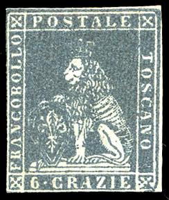 1851 - 6 crazie grigio scuro su ... 