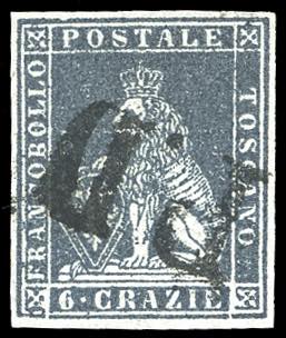 1851 - 6 crazie grigio scuro su ... 