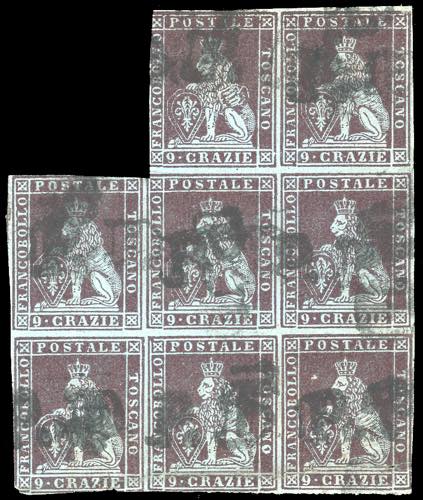 1851 - 9 crazie viola bruno ... 