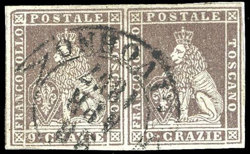 1851 - 9 crazie bruno violaceo ... 