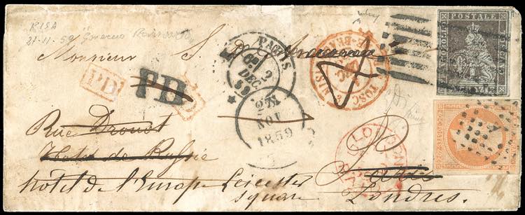 1859 - 9 crazie bruno violaceo su ... 