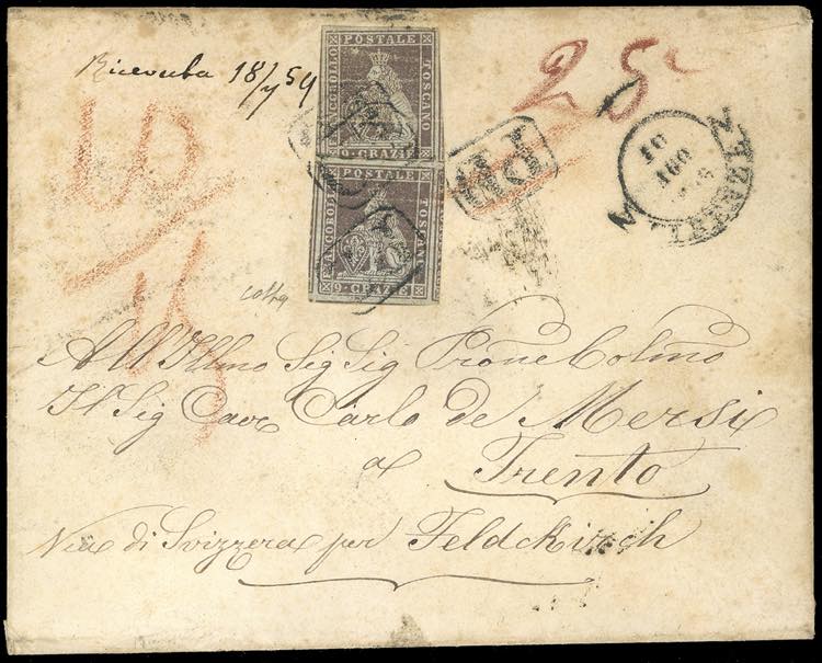 1859 - 9 crazie bruno violaceo ... 