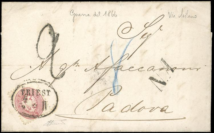 1866 - 5 kr. rosa, dent. 9 1/2 ... 