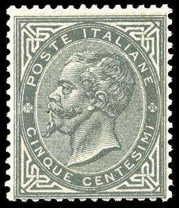 1863 - 5 cent. De La Rue, tiratura ... 