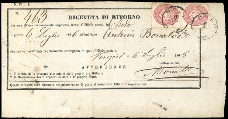 1866 - 5 soldi rosa, dent. 9 1/2 ... 